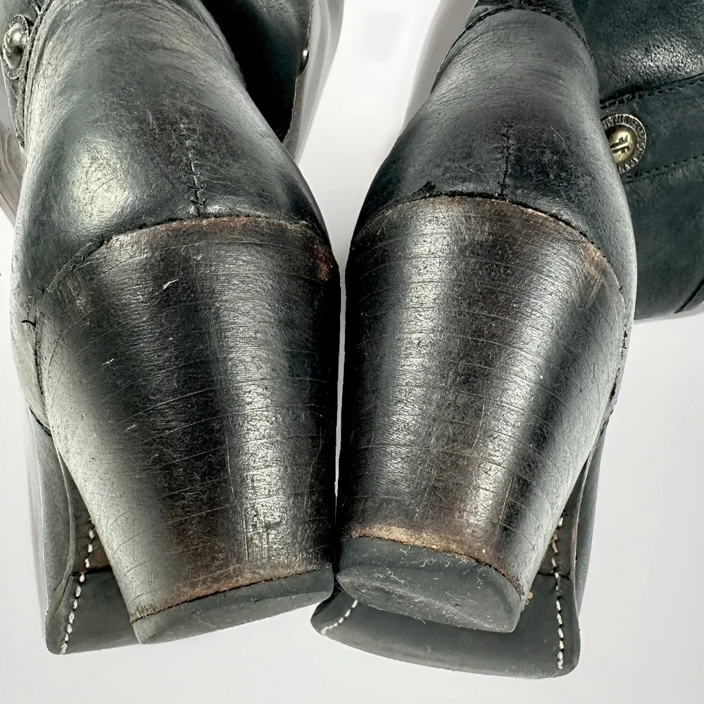Frye Jackie Button Short Boots Womens 6 B Black Leather Western Ankle Cowboy
